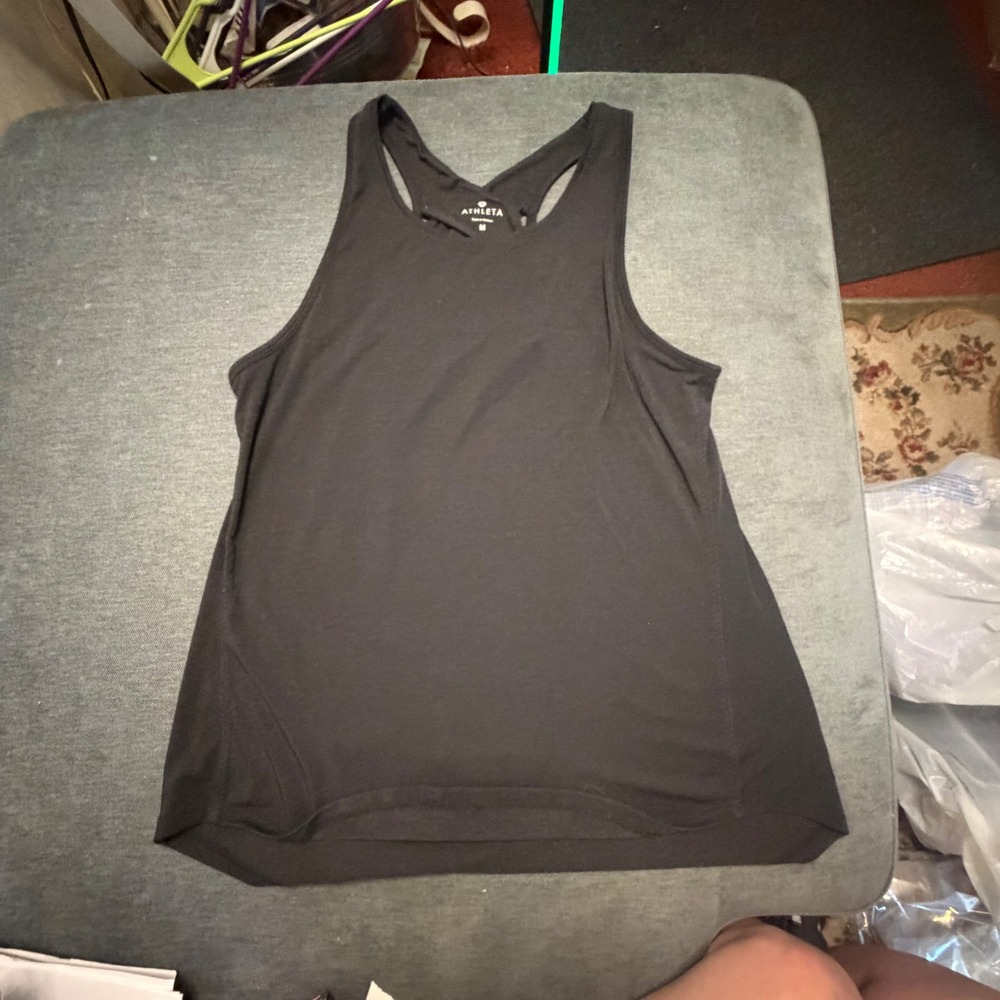 Athleta Womens Black Racerback Tank Top Cross Back Yoga Activewear Size M
